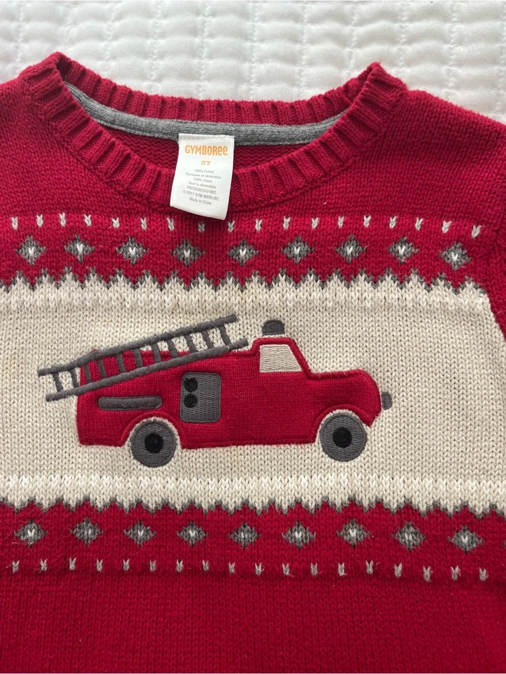 Gymboree Red Sweater with Fire Truck